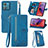 Leather Case Stands Flip Cover Holder S06D for Motorola Moto G84 5G Blue