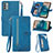 Leather Case Stands Flip Cover Holder S06D for Nokia G22 Blue