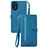 Leather Case Stands Flip Cover Holder S06D for Oppo A18 Blue