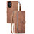 Leather Case Stands Flip Cover Holder S06D for Oppo A18 Brown