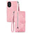 Leather Case Stands Flip Cover Holder S06D for Oppo A18 Pink