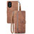 Leather Case Stands Flip Cover Holder S06D for Oppo A58 4G Brown