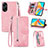 Leather Case Stands Flip Cover Holder S06D for Oppo A98 5G Pink