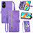 Leather Case Stands Flip Cover Holder S06D for Oppo A98 5G Purple