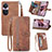 Leather Case Stands Flip Cover Holder S06D for Oppo Reno10 5G Brown