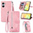 Leather Case Stands Flip Cover Holder S06D for Realme 10 Pro 5G Pink