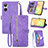 Leather Case Stands Flip Cover Holder S06D for Realme 10 Pro 5G Purple