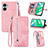 Leather Case Stands Flip Cover Holder S06D for Realme C33 (2023) Pink