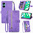 Leather Case Stands Flip Cover Holder S06D for Realme C33 (2023) Purple