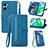 Leather Case Stands Flip Cover Holder S06D for Realme C33 Blue