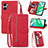 Leather Case Stands Flip Cover Holder S06D for Realme C33 Red