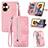 Leather Case Stands Flip Cover Holder S06D for Realme C55 Pink