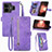 Leather Case Stands Flip Cover Holder S06D for Realme GT3 5G Purple