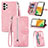 Leather Case Stands Flip Cover Holder S06D for Samsung Galaxy A13 4G Pink