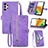 Leather Case Stands Flip Cover Holder S06D for Samsung Galaxy A13 4G Purple
