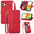 Leather Case Stands Flip Cover Holder S06D for Samsung Galaxy A13 4G Red
