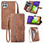 Leather Case Stands Flip Cover Holder S06D for Samsung Galaxy A22 4G Brown