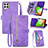 Leather Case Stands Flip Cover Holder S06D for Samsung Galaxy A22 4G Purple