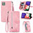 Leather Case Stands Flip Cover Holder S06D for Samsung Galaxy A22 5G Pink