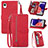 Leather Case Stands Flip Cover Holder S06D for Samsung Galaxy A22 5G SC-56B Red