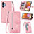 Leather Case Stands Flip Cover Holder S06D for Samsung Galaxy A32 4G Pink