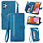 Leather Case Stands Flip Cover Holder S06D for Samsung Galaxy A32 5G Blue
