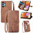 Leather Case Stands Flip Cover Holder S06D for Samsung Galaxy A32 5G Brown