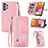 Leather Case Stands Flip Cover Holder S06D for Samsung Galaxy A32 5G Pink
