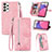 Leather Case Stands Flip Cover Holder S06D for Samsung Galaxy A33 5G Pink