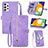 Leather Case Stands Flip Cover Holder S06D for Samsung Galaxy A52 4G Purple