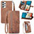 Leather Case Stands Flip Cover Holder S06D for Samsung Galaxy A53 5G Brown