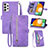 Leather Case Stands Flip Cover Holder S06D for Samsung Galaxy A72 4G Purple