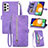 Leather Case Stands Flip Cover Holder S06D for Samsung Galaxy A72 5G Purple