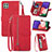 Leather Case Stands Flip Cover Holder S06D for Samsung Galaxy F42 5G Red