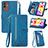 Leather Case Stands Flip Cover Holder S06D for Samsung Galaxy M13 5G Blue