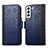 Leather Case Stands Flip Cover Holder S06D for Samsung Galaxy S21 5G Blue