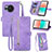 Leather Case Stands Flip Cover Holder S06D for Sharp Aquos R8 Purple