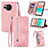 Leather Case Stands Flip Cover Holder S06D for Sharp Aquos R8s Pink