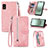 Leather Case Stands Flip Cover Holder S06D for Sharp Aquos wish3 Pink