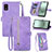 Leather Case Stands Flip Cover Holder S06D for Sharp Aquos wish3 Purple