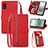 Leather Case Stands Flip Cover Holder S06D for Sharp Aquos wish3 Red