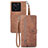 Leather Case Stands Flip Cover Holder S06D for Xiaomi Mi 13T 5G Brown