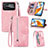 Leather Case Stands Flip Cover Holder S06D for Xiaomi Poco C40 Pink