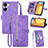 Leather Case Stands Flip Cover Holder S06D for Xiaomi Poco C65 Purple