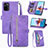 Leather Case Stands Flip Cover Holder S06D for Xiaomi Poco M5S Purple