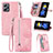 Leather Case Stands Flip Cover Holder S06D for Xiaomi Poco X4 GT 5G Pink