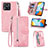Leather Case Stands Flip Cover Holder S06D for Xiaomi Redmi 10 India Pink