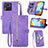 Leather Case Stands Flip Cover Holder S06D for Xiaomi Redmi 10 India Purple