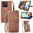 Leather Case Stands Flip Cover Holder S06D for Xiaomi Redmi 10 Power Brown