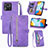 Leather Case Stands Flip Cover Holder S06D for Xiaomi Redmi 10 Power Purple